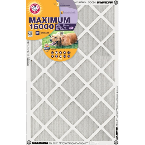 ARM & HAMMER Maximum 16000 MERV 11 Air Filters with Carbon for Odor 3 Pack